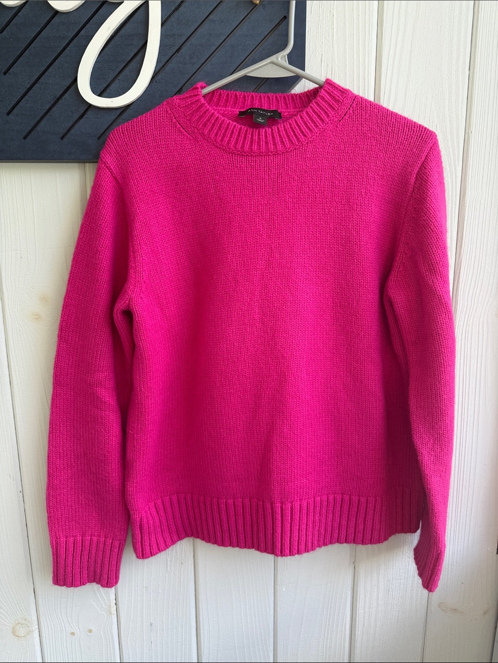 Ann Taylor Bright Pink Crewneck Sweater